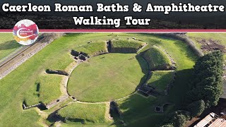 CAERLEON ROMAN BATHS amp AMPHITHEATRE WALES  Walking Tour  Pinned on Places [upl. by Aun]