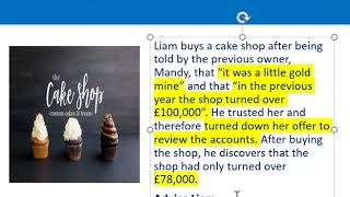 How to apply misrepresentation Liam cupcake scenario [upl. by Lecirg]