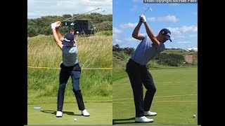 Justin Thomas golf swing  Long Iron faceon amp downtheline July 2017 [upl. by Acina]