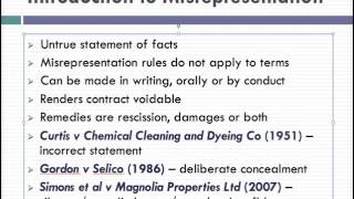 Misrepresentation Lecture 1 of 4 [upl. by Youngran]